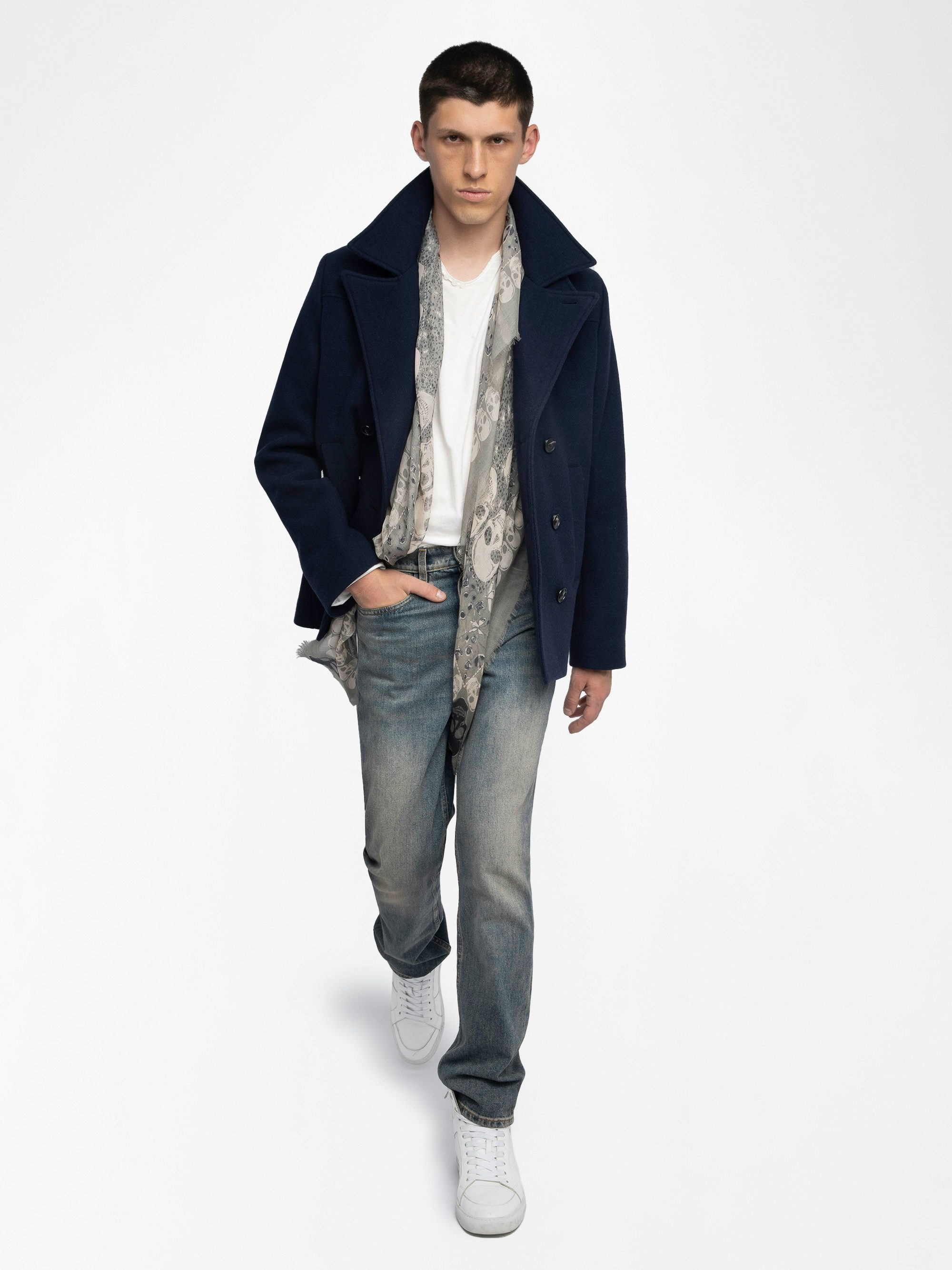 Mollys Coat - Short double-breasted coat with wing badge on the back.